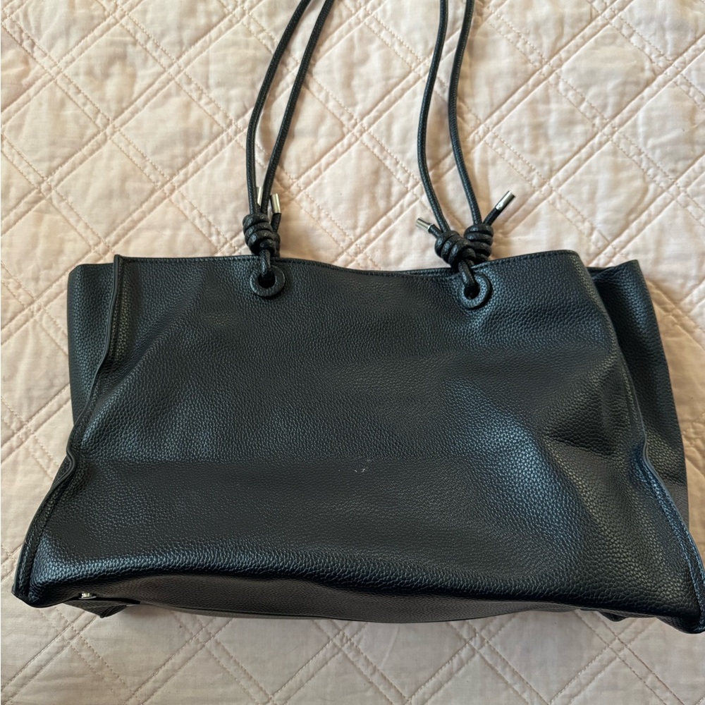 Elegant Black Leather Tote Bag